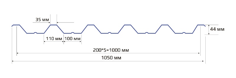 Профнастил НС 44 1000 MATT 0.60 RAL 8004