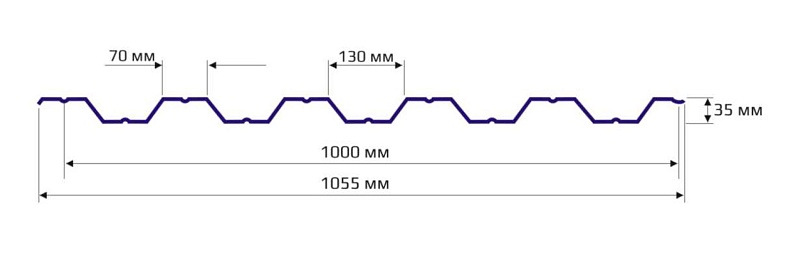 Профнастил НС 35 1000 MATT 0.60 RAL 8004