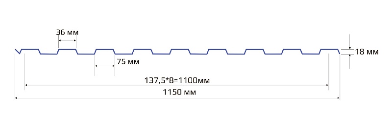 Профнастил НС 18 1150 MATT 0.55 RAL 6007