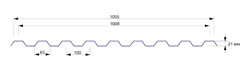 Профнастил НС 21 1070 Полиэстер 0.55 RAL 9002