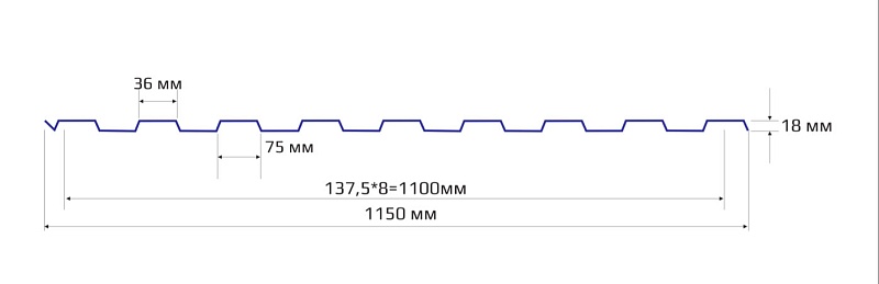 Профнастил НС 18 1150 Printech 0.25 Камень